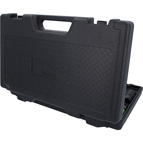 Schwarzer Werkzeugkoffer, geöffnet, mit Werkzeugen. Auf dem Deckel steht "KS TOOLS" und die Nummer "515.0035".